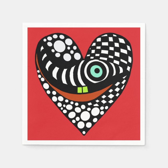 Röd, abstraktens hjärta på rött pappersservett (Framsidan)