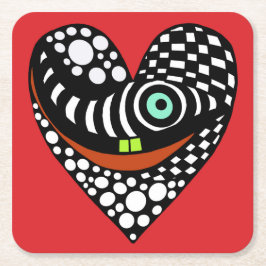 Röd, abstraktens hjärta på rött underlägg papper kvadrat