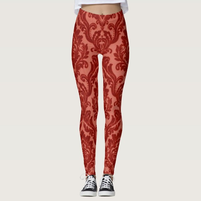 Röd Acanthus  Leggings (Framsida)