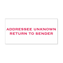 Röd adress Okänd återgång till avsändare