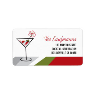 Röd adressetiketter för vitcoctailMartini helgdag