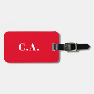 Röd affärssköld i akryl med monogram bagagebricka