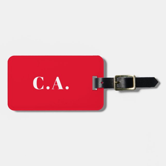 Röd affärssköld i akryl med monogram bagagebricka (Horisontell Framsida)