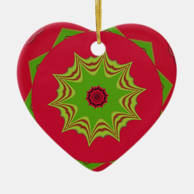 röd afrikansk etnisk stammen mönster julgransprydnad keramik (Framsidan)