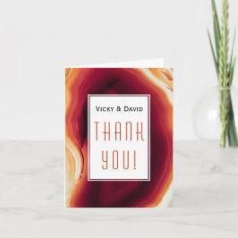 Röd agatskiva geod tack för bröllopsfoto kort