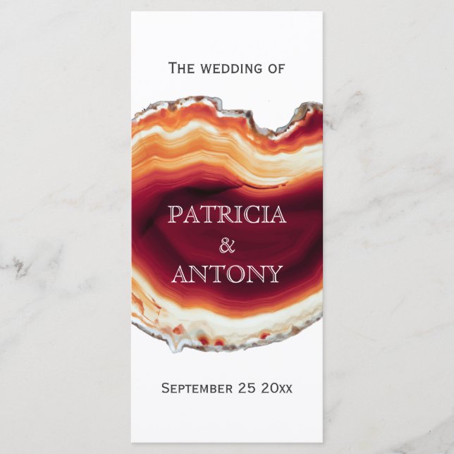 Röd agatslice, geod modern höstbröllopsprogram program (Framsida)