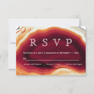 Röd agatslice, modernt bröllop RSVP i höstfärger OSA Kort