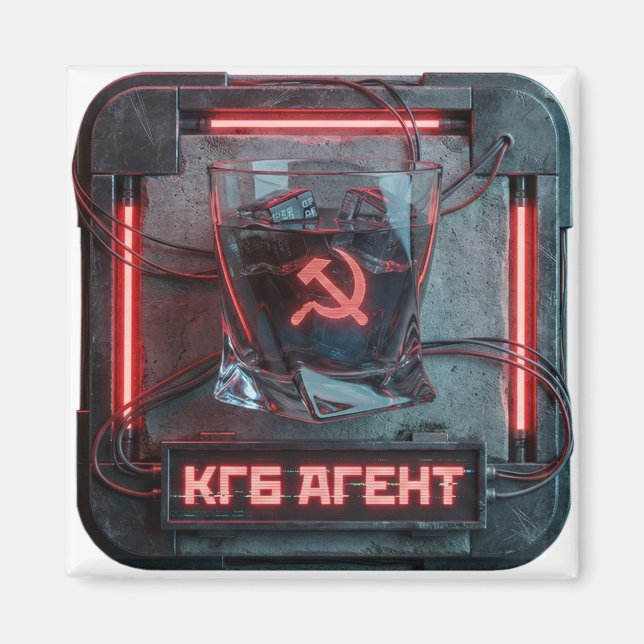 Röd Agent Vodka Shot Cyberpunk Magnet (Framsidan)