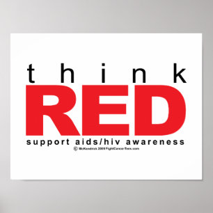 Röd AIDS-/HIVtänka Poster