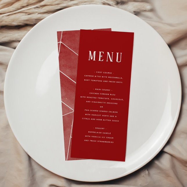Röd akvarell geometrisk galameny meny (Red Watercolor Geometric Gala Menu)