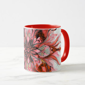 Röd akvarellblomma Mandala Mugg
