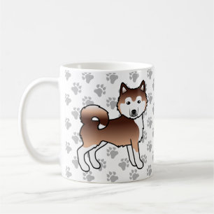 Röd Alaskan Malamute Söta Tecknade Hundar & Tassar Kaffemugg