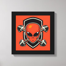 Röd Alien Gym Sträckt Canvastryck