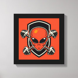 Röd Alien Gym Sträckt Canvastryck