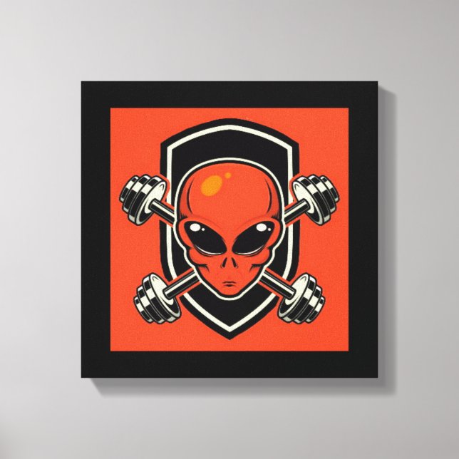 Röd Alien Gym Sträckt Canvastryck (Framsida)