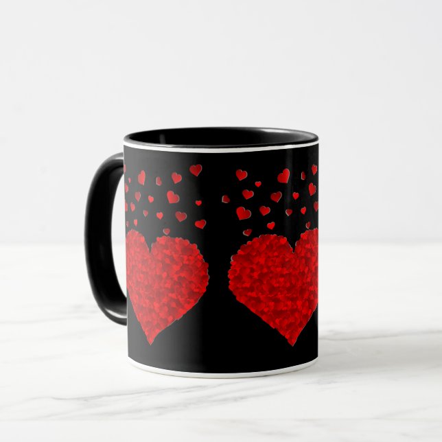 Röd Alla hjärtans dag Svart-svart Elegans Mugg (Framsida vänster)