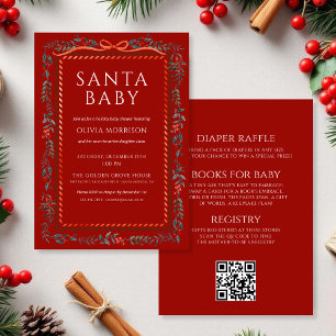 Röd allt-i-ett Santa Baby jul bebisshower Inbjudningar