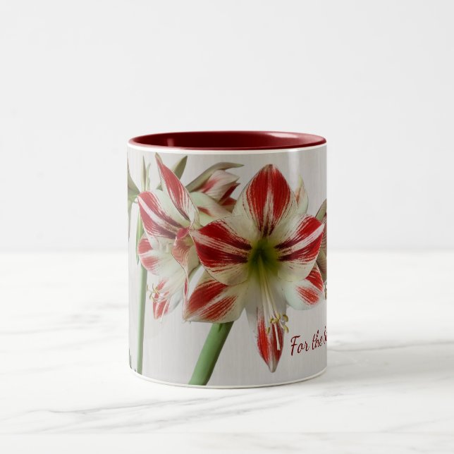 Röd amaryllis-blomma mugg med anpassningsbar (Center)