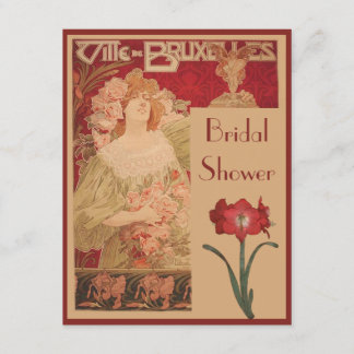 Röd amaryllis- & dammöhippa för art nouveau inbjudningar