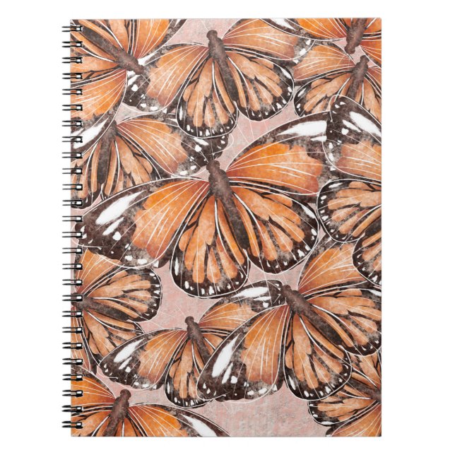 Röd amiral Butterflies Rosa Background Anteckningsbok (Framsidan)
