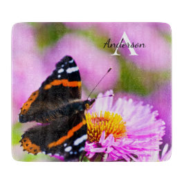 Röd amiral butterfly Glass choppboard