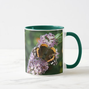 Röd amiral Butterfly och Buddleia Mugg