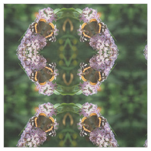 Röd amiral Butterfly och Buddleia Patterned Tyg