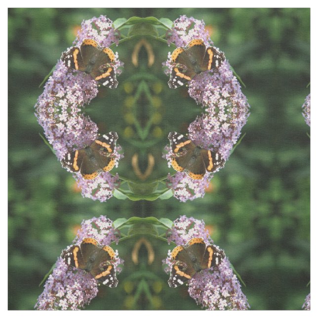 Röd amiral Butterfly och Buddleia Patterned Tyg (Provkarta)