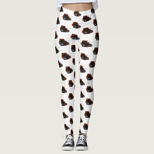 Röd amiral fjärilsmönstrad legging (Framsida)