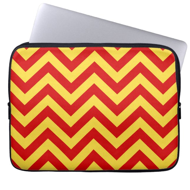 Röd, ananas Large Chevron ZigZag Mönster Laptop Sleeve (Framsidan)