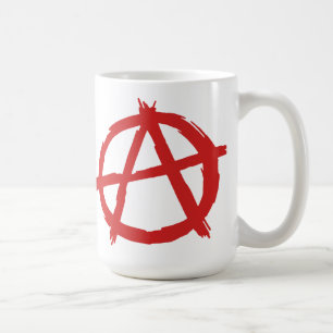 Röd anarkist en symbolanarkilogotyp kaffemugg