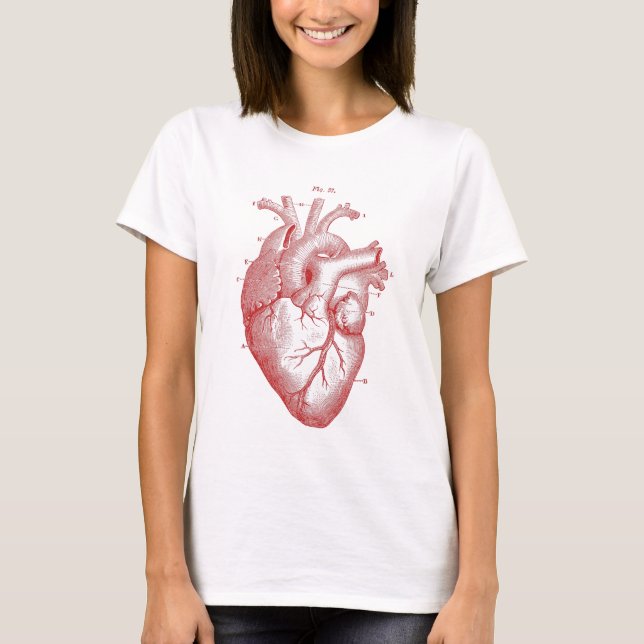 Röd Anatomical hjärta Tee Shirt (Framsida)