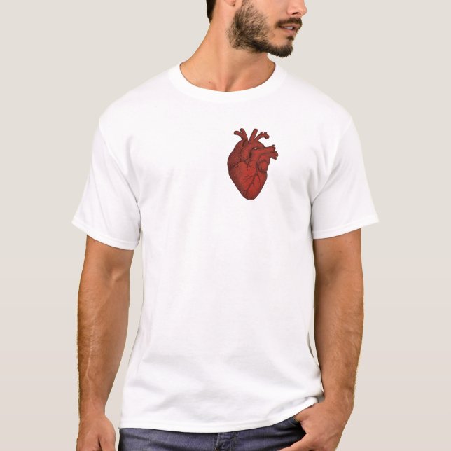 Röd anatomisk hjärta vintage t-shirt (Framsida)