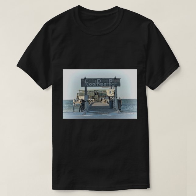 Rod and Reel Pier-märket T Shirt (Design framsida)