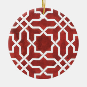 Röd andalusisk mosaik ALHAMBRA Julgransprydnad Keramik