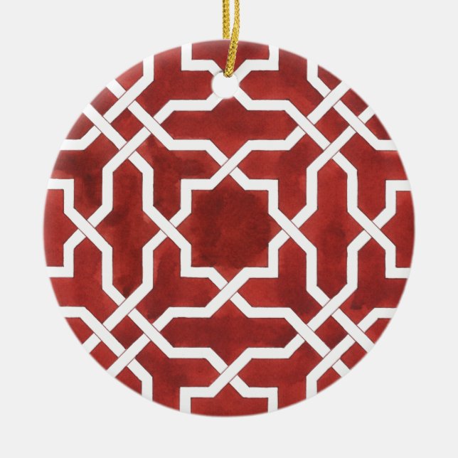 Röd andalusisk mosaik ALHAMBRA Julgransprydnad Keramik (Framsidan)