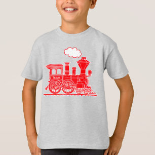 Röd ånga loco tåg "ditt namn" barn t-shirt