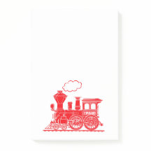 Röd ånga tåg med namn på grafiklinlägg.