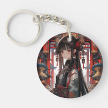 Röd Anime Prinsessa Nyckelring för Väska