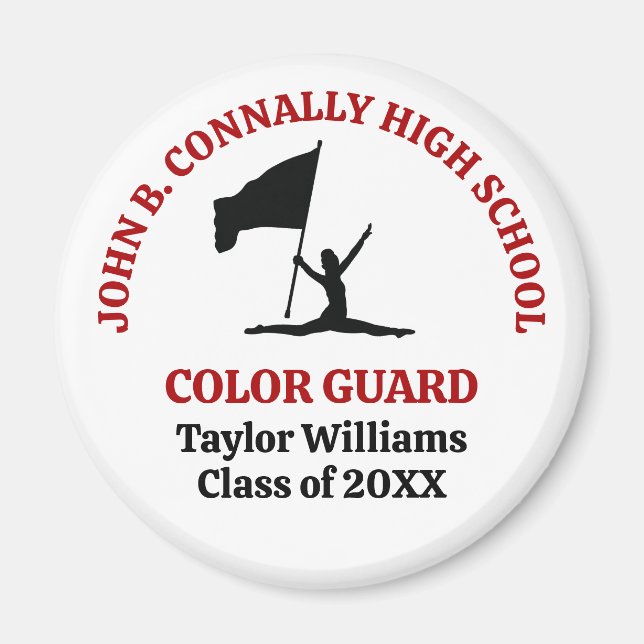 Röd anpassad high school Color Guard-personalisera Magnet (Framsidan)