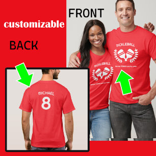 RÖD Anpassningsbar (fram och bak) Pickleball T Shirt