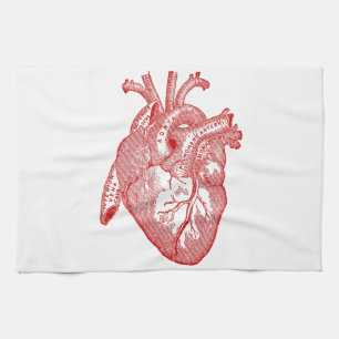 Röd antik Anatomical hjärta Kökshandduk