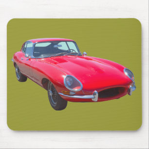 Röd antikvitetsportbil 1964 för jaguar XKE Musmatta