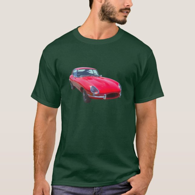 Röd antikvitetsportbil 1964 för jaguar XKE Tee (Framsida)