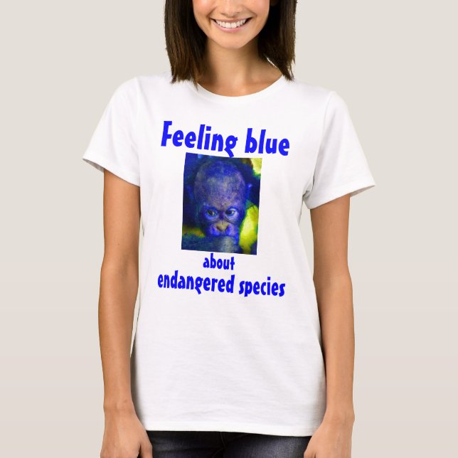 Röd apa för känslig blåttOrangutan T Shirt (Framsida)