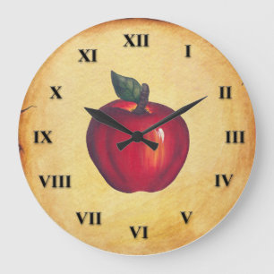 Röd Apple antik Look Stor Klocka