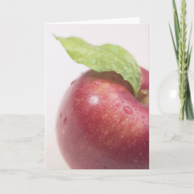 Röd Äpple Grönt Blad Kort (Framsida)