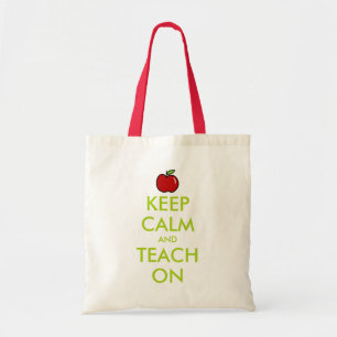 Röd äpple lärare toteväska Keep Calm och lär Tygkasse