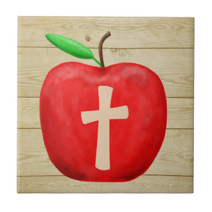 Röd Apple Monogram Kakelplatta