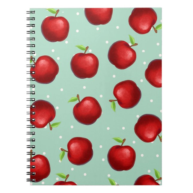 Röd Apple Mönster Anteckningsbok Journal (Framsidan)